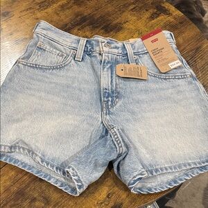 Levi's Light Blue High-Rise Denim Shorts